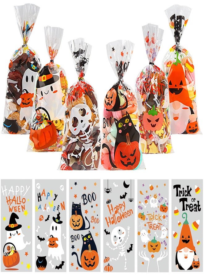 STEFORD 120 Pcs Halloween Cellophane Treat bags, Clear Plastic Candy Gift Cookie Bag with Twists for Halloween Party Favors Supplies - Image 1